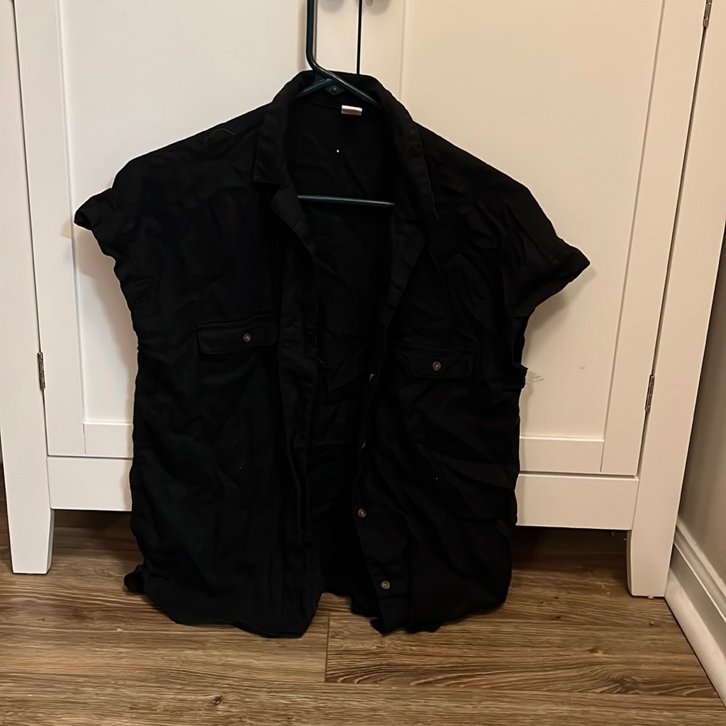 Linens Black Button Down